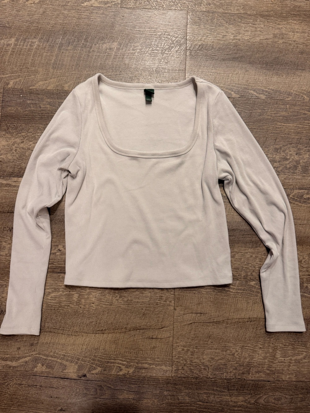 Wild Fable White Ivory Ribbed Square Neck Long Sleeve Top XL